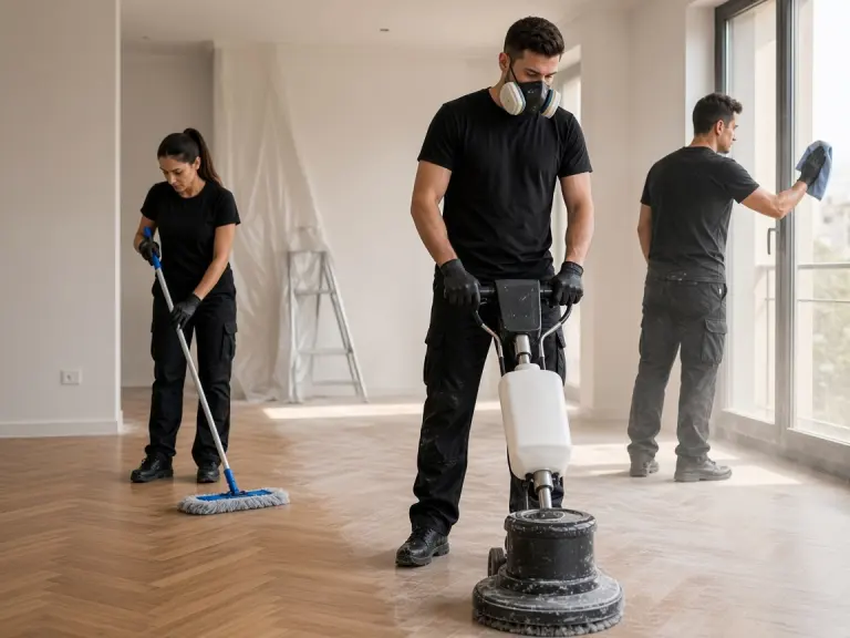 Rimozione della polvere di cantiere dal parquet di un appartamento ristrutturato a Torino
